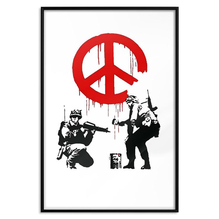 Poster CND Soldiers - soldiers painting a hippie symbol in Banksy style