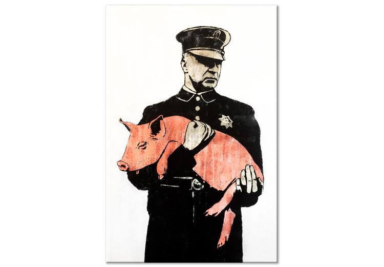 Canvas Policeman with a pig - graphic inspired by Banksy's street art