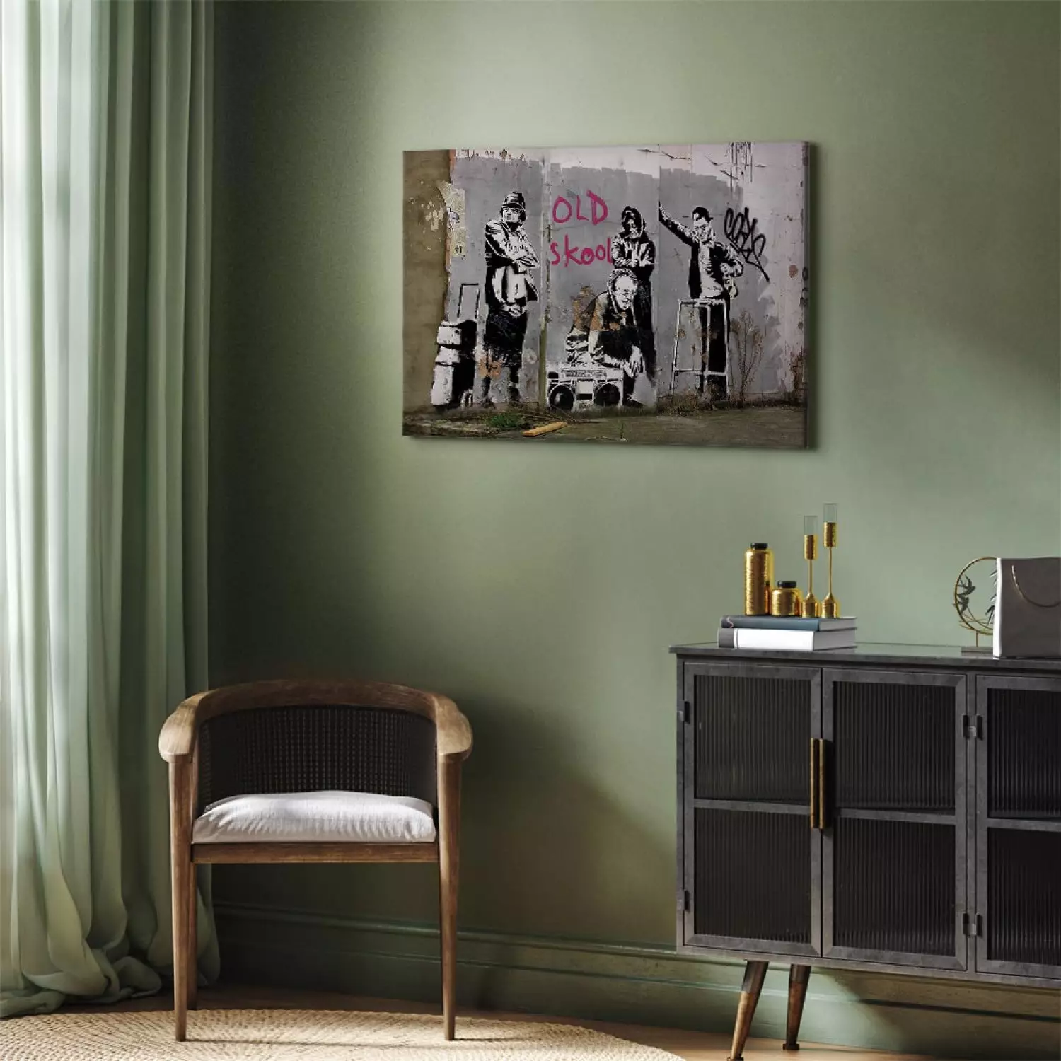 Canvas Print Old school (Banksy)
