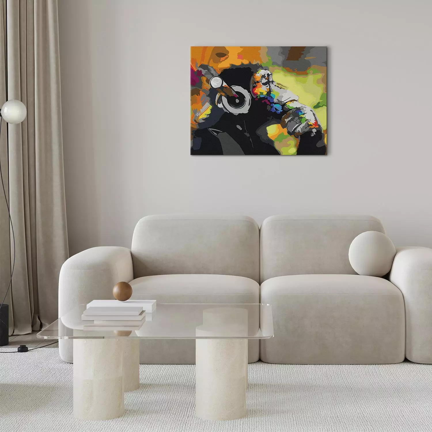 Paint by number Monkey In Headphones (Multi Colour)