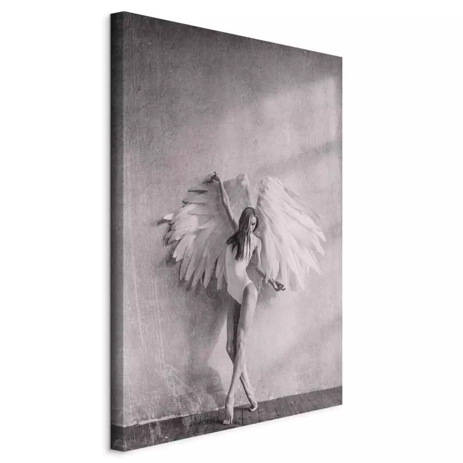 Canvas Winged Vertical - black and white woman with wings