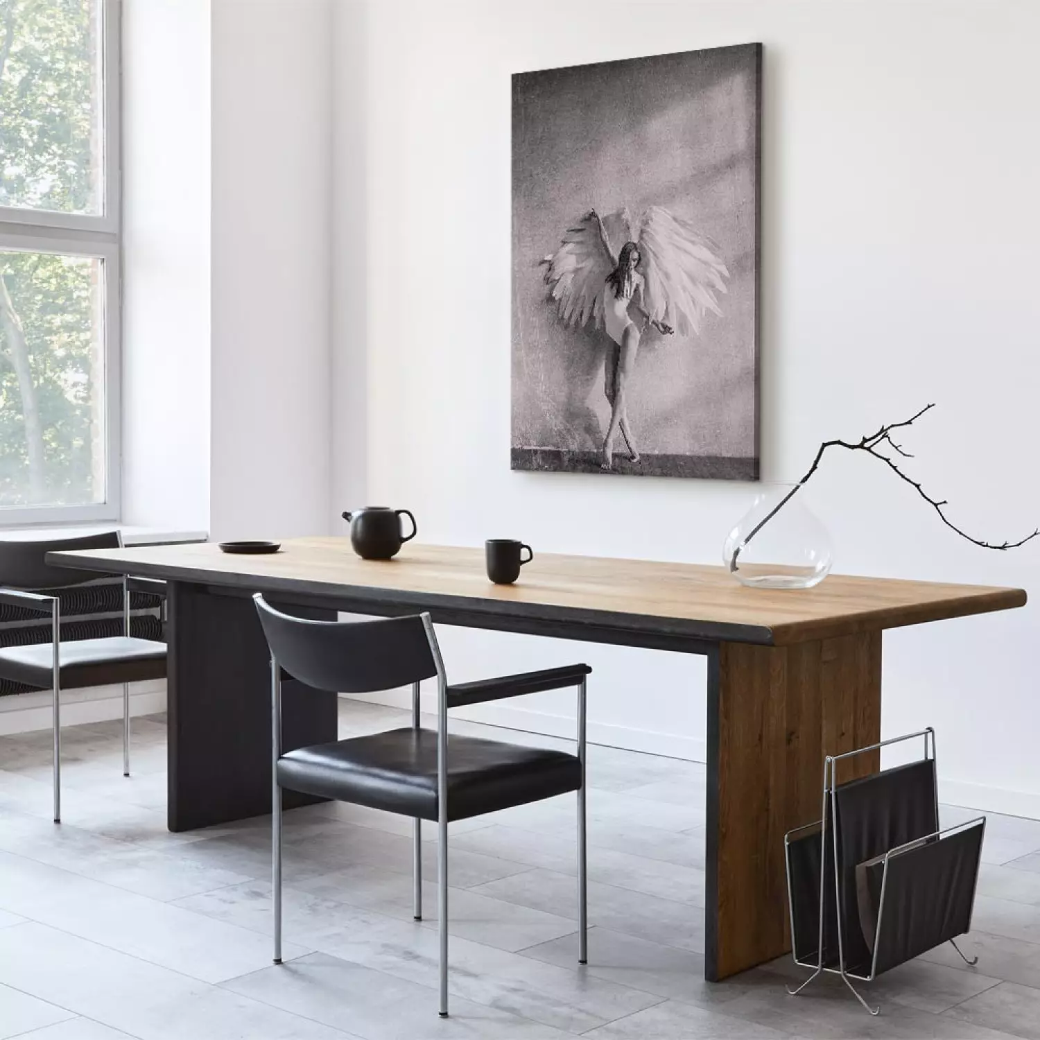 Canvas Winged Vertical - black and white woman with wings