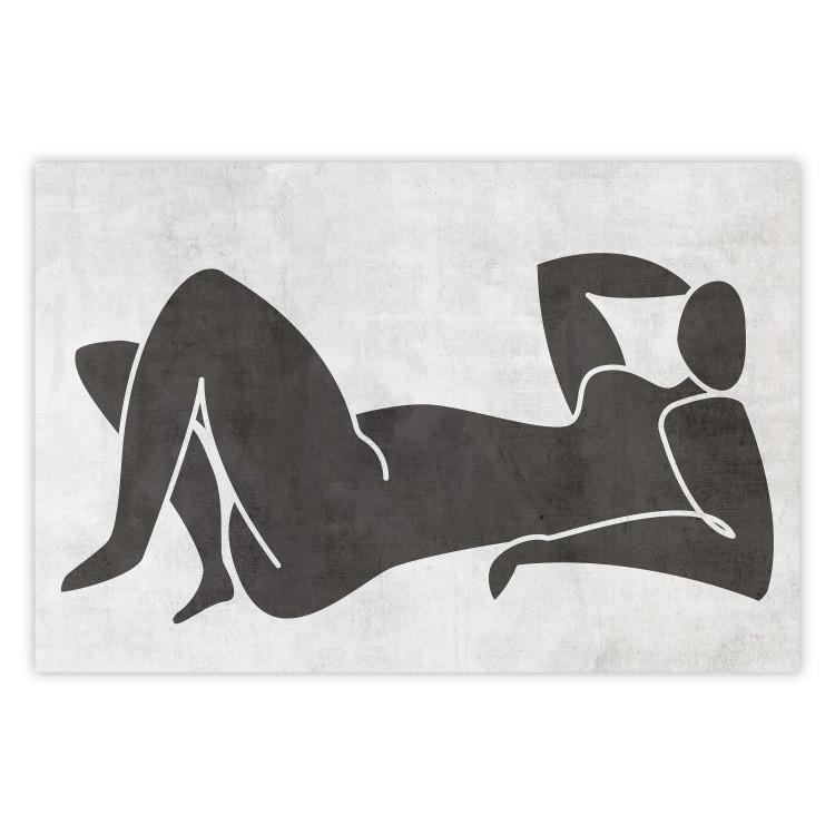 Poster Reclining Goddess - black and white silhouette of a reclining woman in boho style