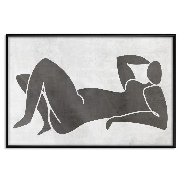 Poster Reclining Goddess - black and white silhouette of a reclining woman in boho style