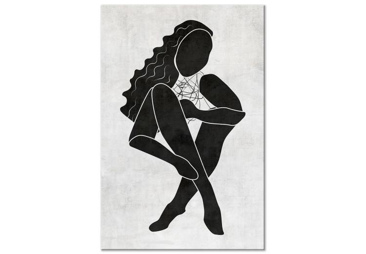 Canvas Seated woman figure - black woman silhouette on grey background