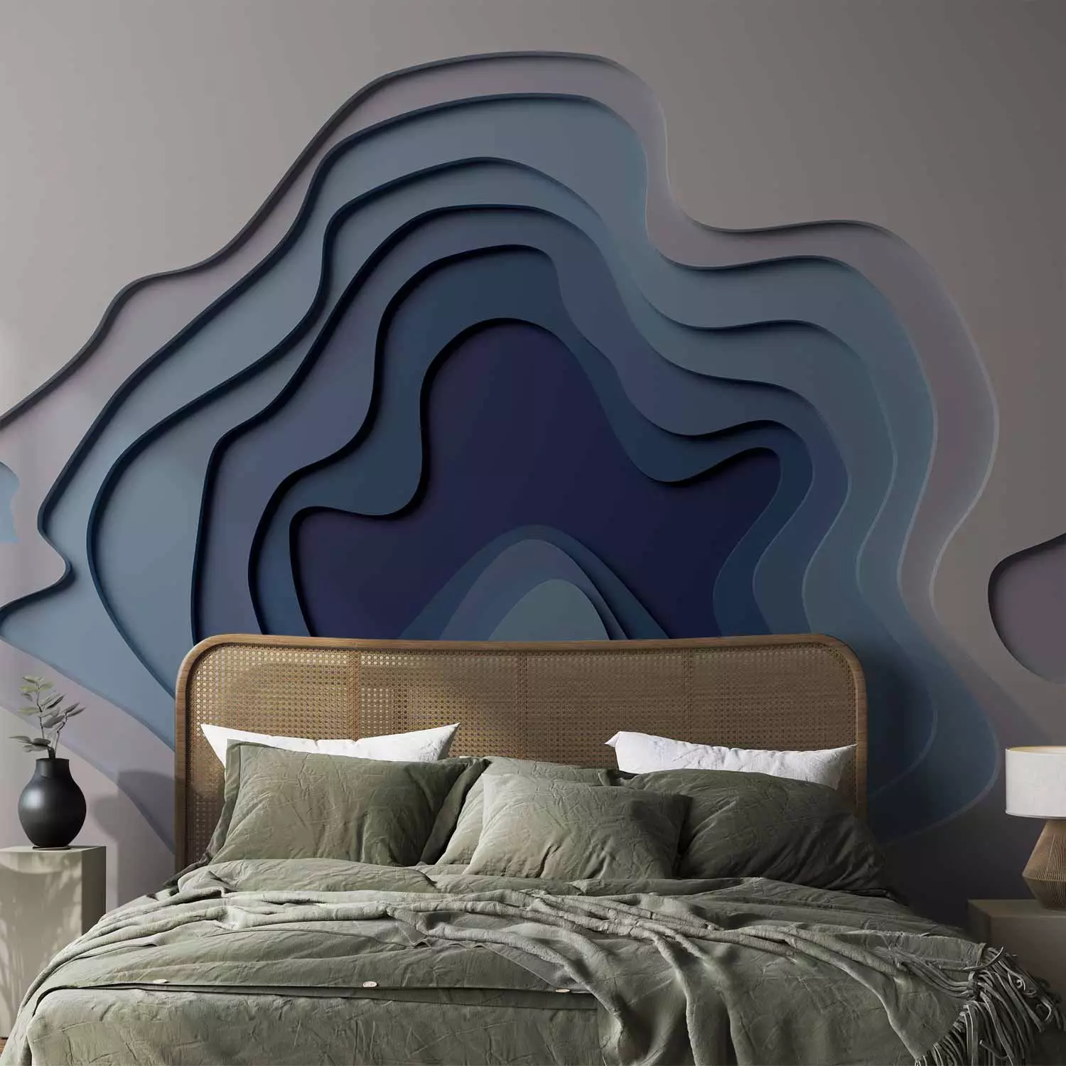 Wall Mural Time - geometric abstraction with layers in blue tones
