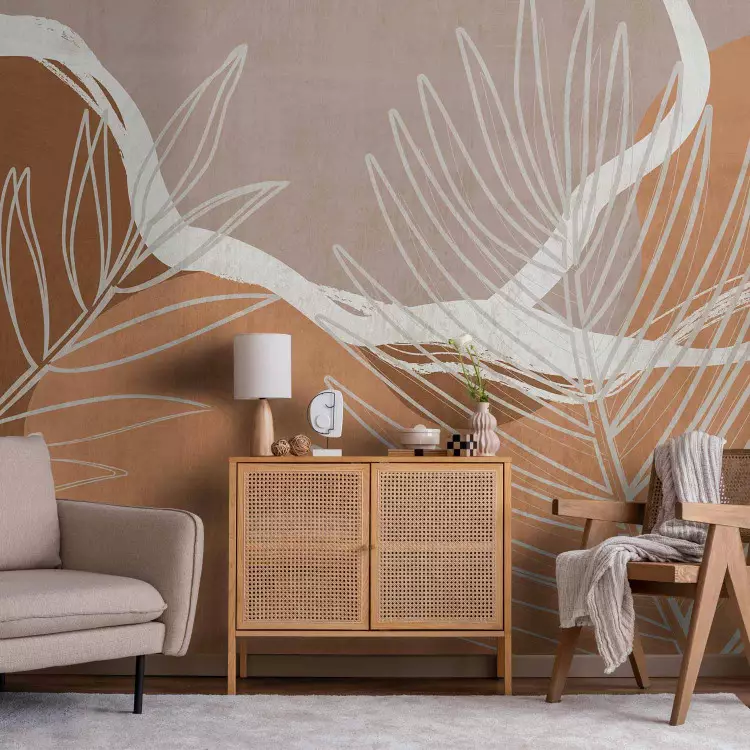 Organic Shapes - Abstract Leaves on a Brown Background