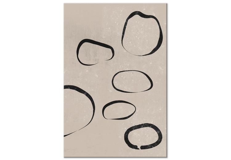 Canvas Asymmetric black circles - japandi style abstraction