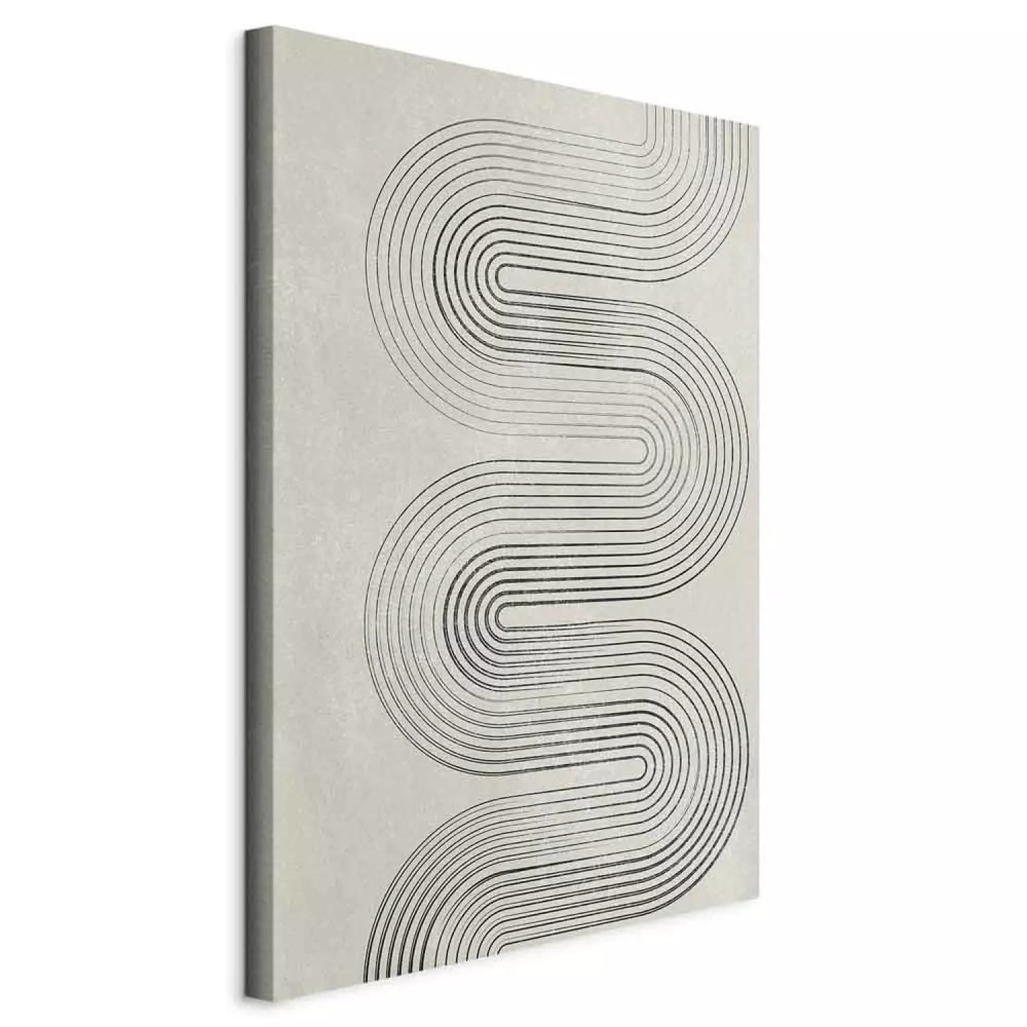 Canvas Art Print Symmetrical black wave - abstraction in grey tones in japandi style