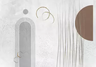 Wall Mural Figures, lines and dots - geometric fantasy in japandi style Wallpaper Cropper