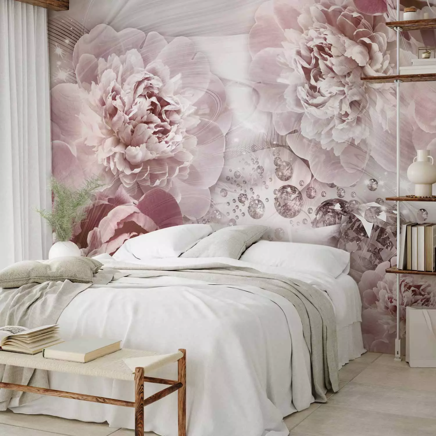 Photo Wallpaper Delicate abstraction - subtle composition with floral motif with patterns