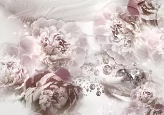 Photo Wallpaper Delicate abstraction - subtle composition with floral motif with patterns Wallpaper Cropper
