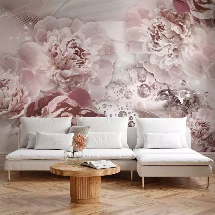 Delicate abstraction - subtle composition with floral motif with patterns