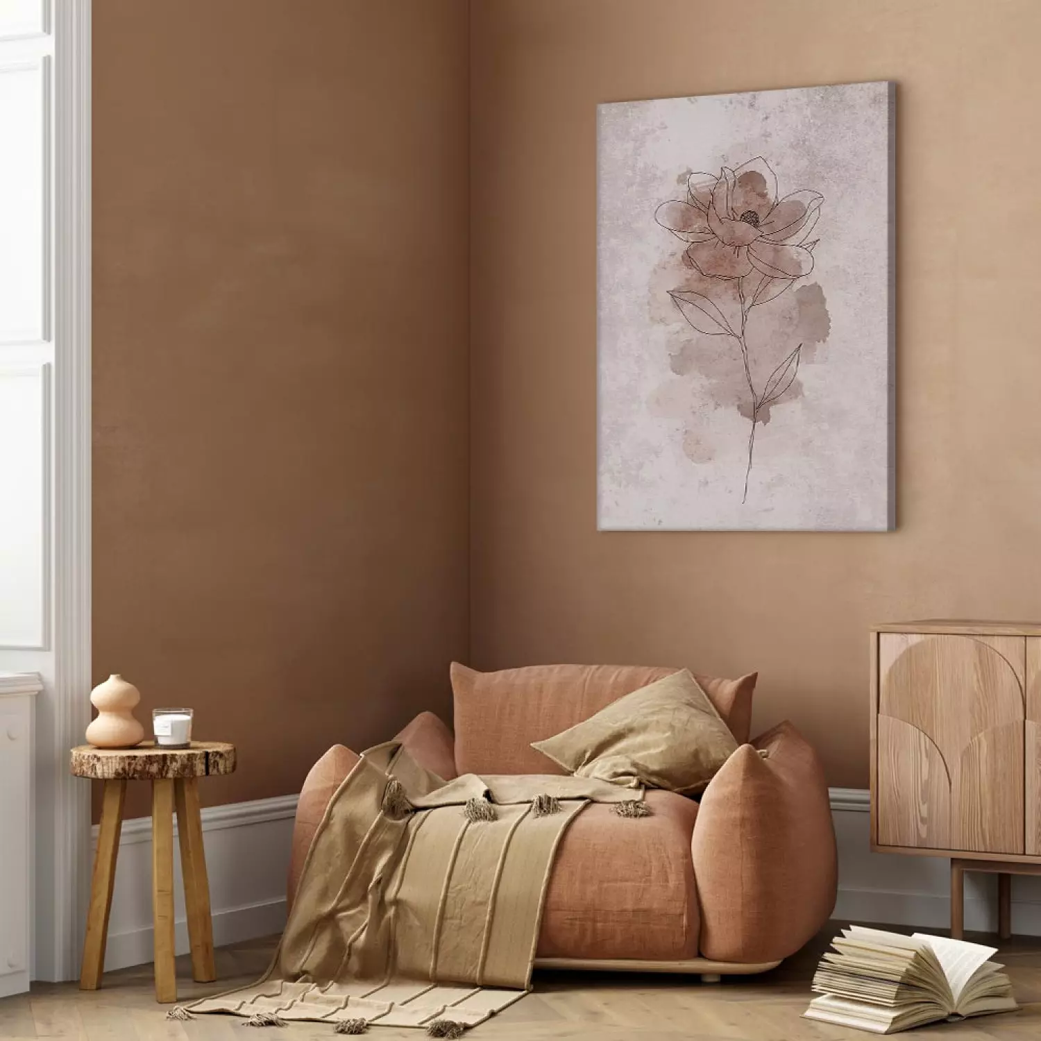 Canvas Flower of Joy Vertical - lineart of an abstract plant