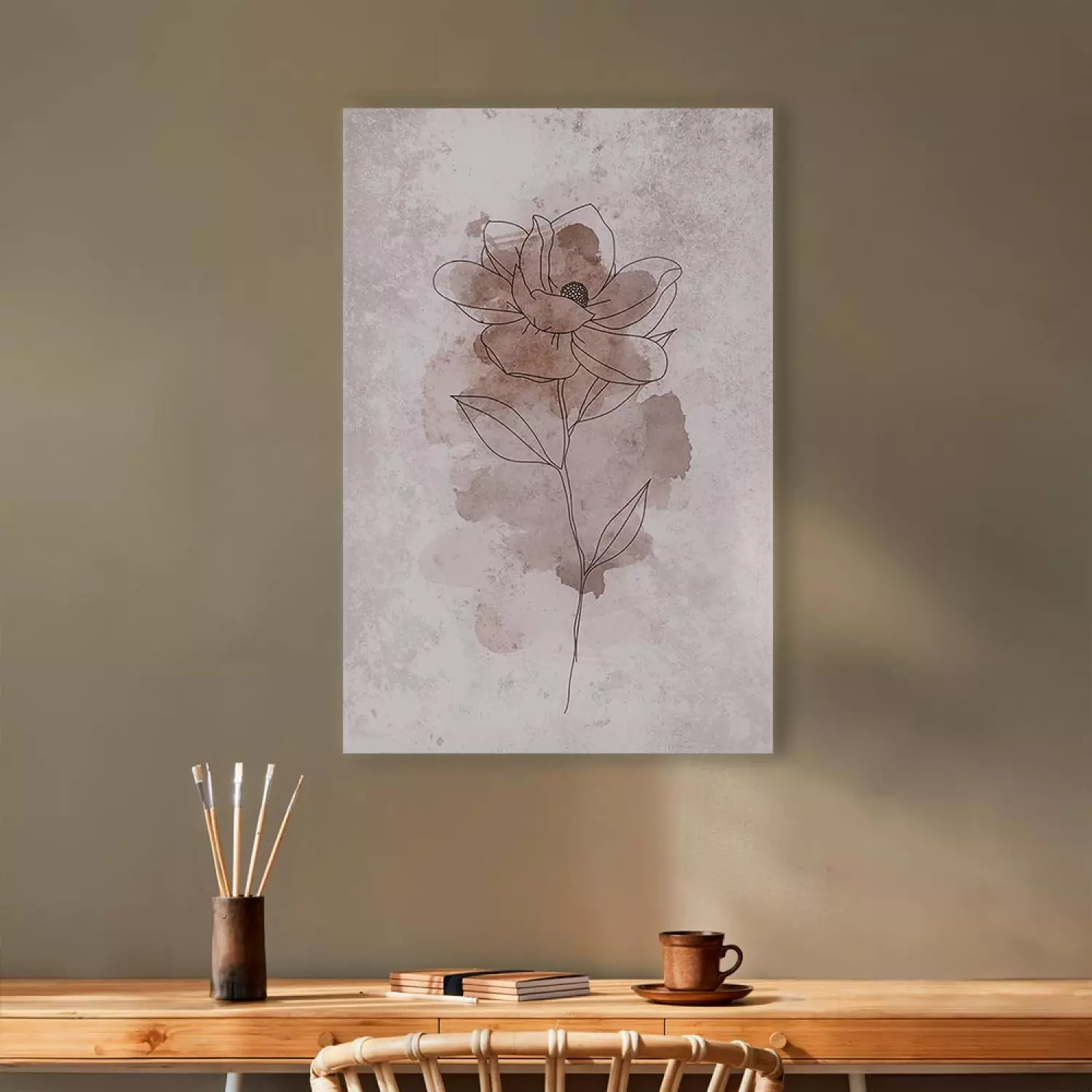 Canvas Flower of Joy Vertical - lineart of an abstract plant