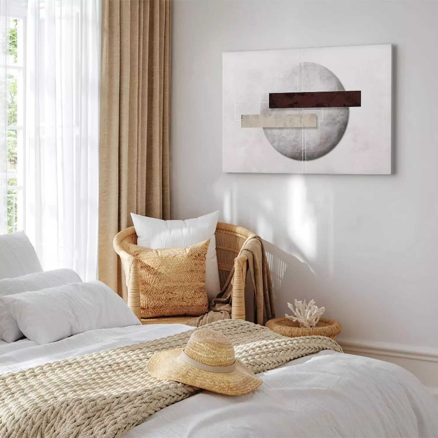 Canvas Print Brutal composition - rectangles on a gray circle background