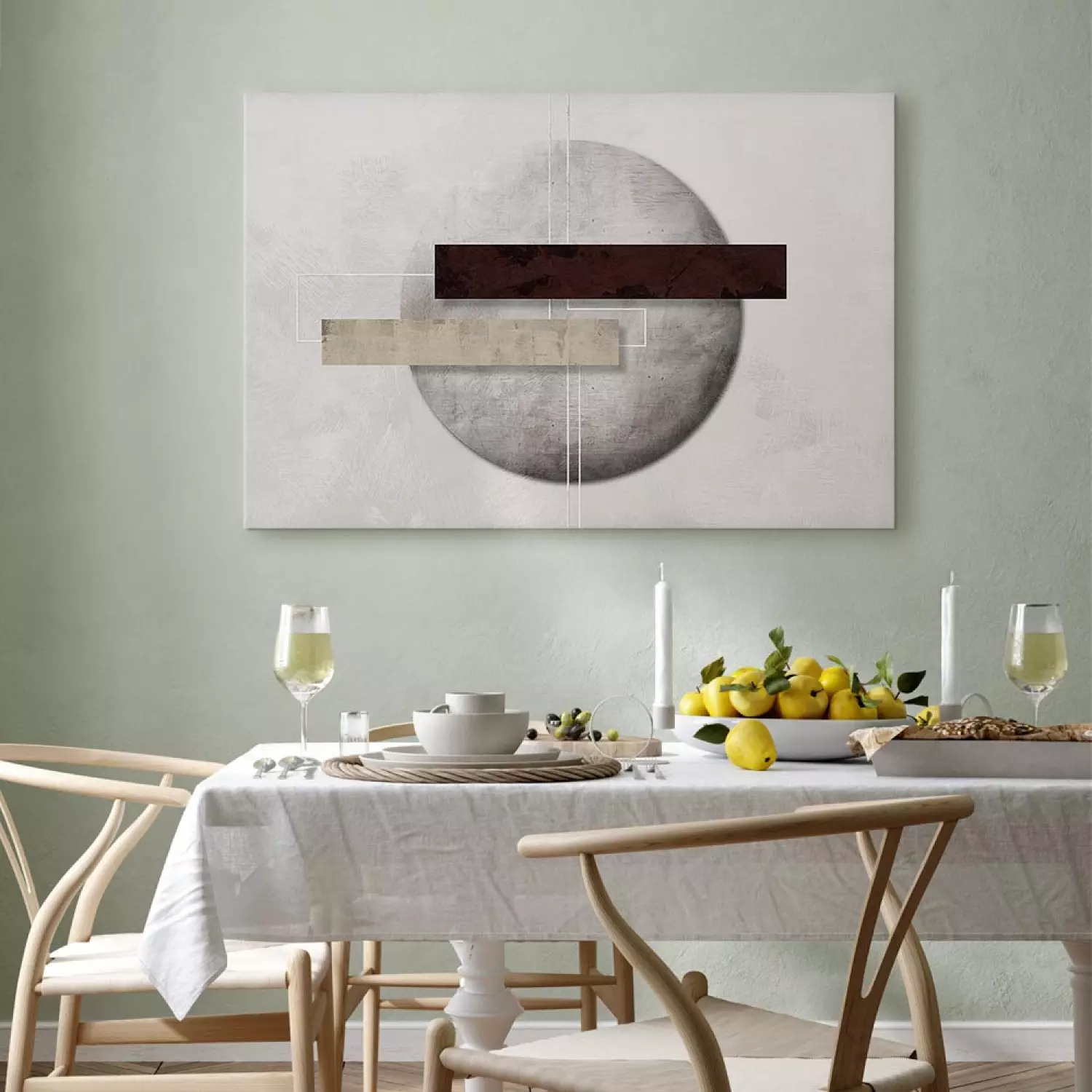 Canvas Print Brutal composition - rectangles on a gray circle background