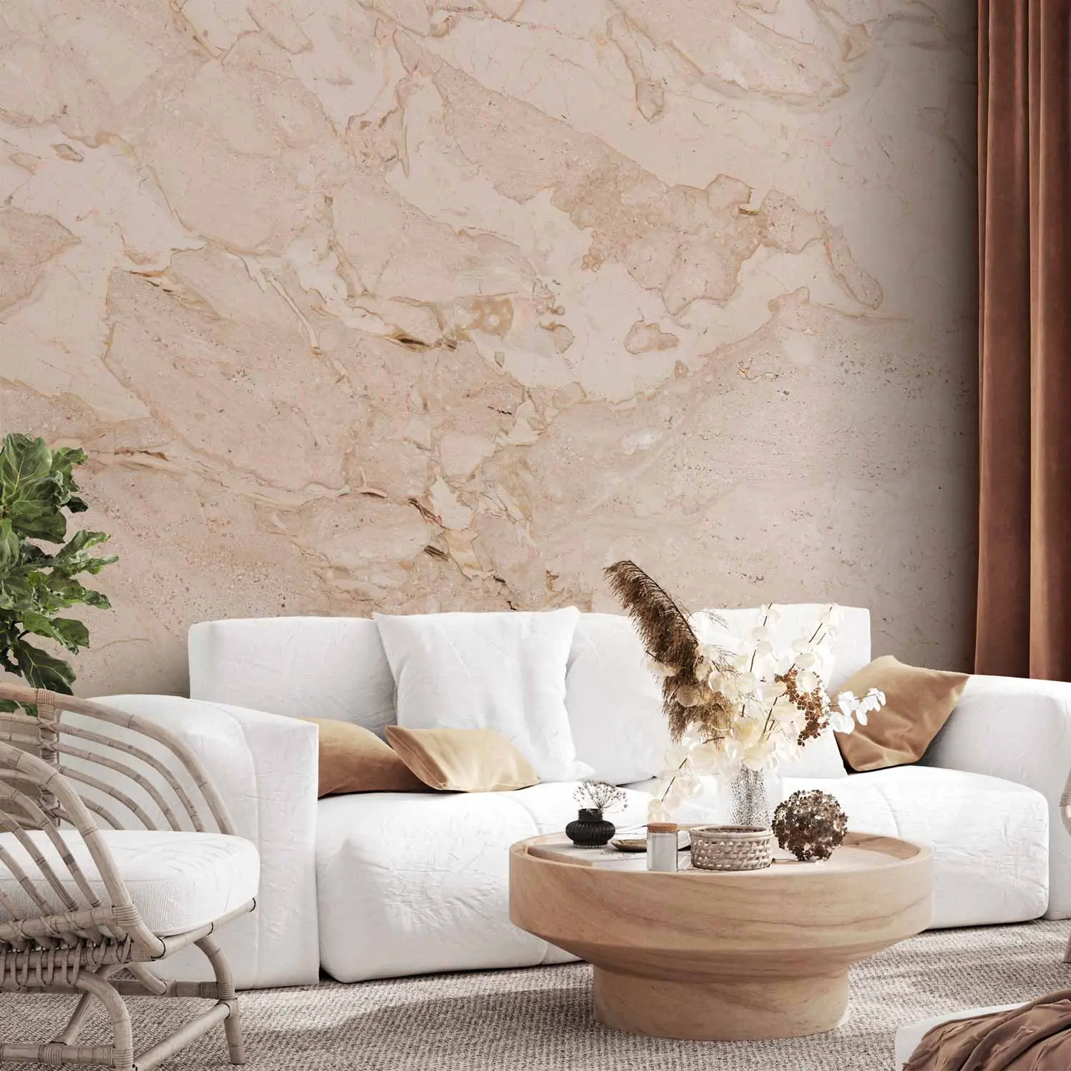 stone colour wallpaper living room