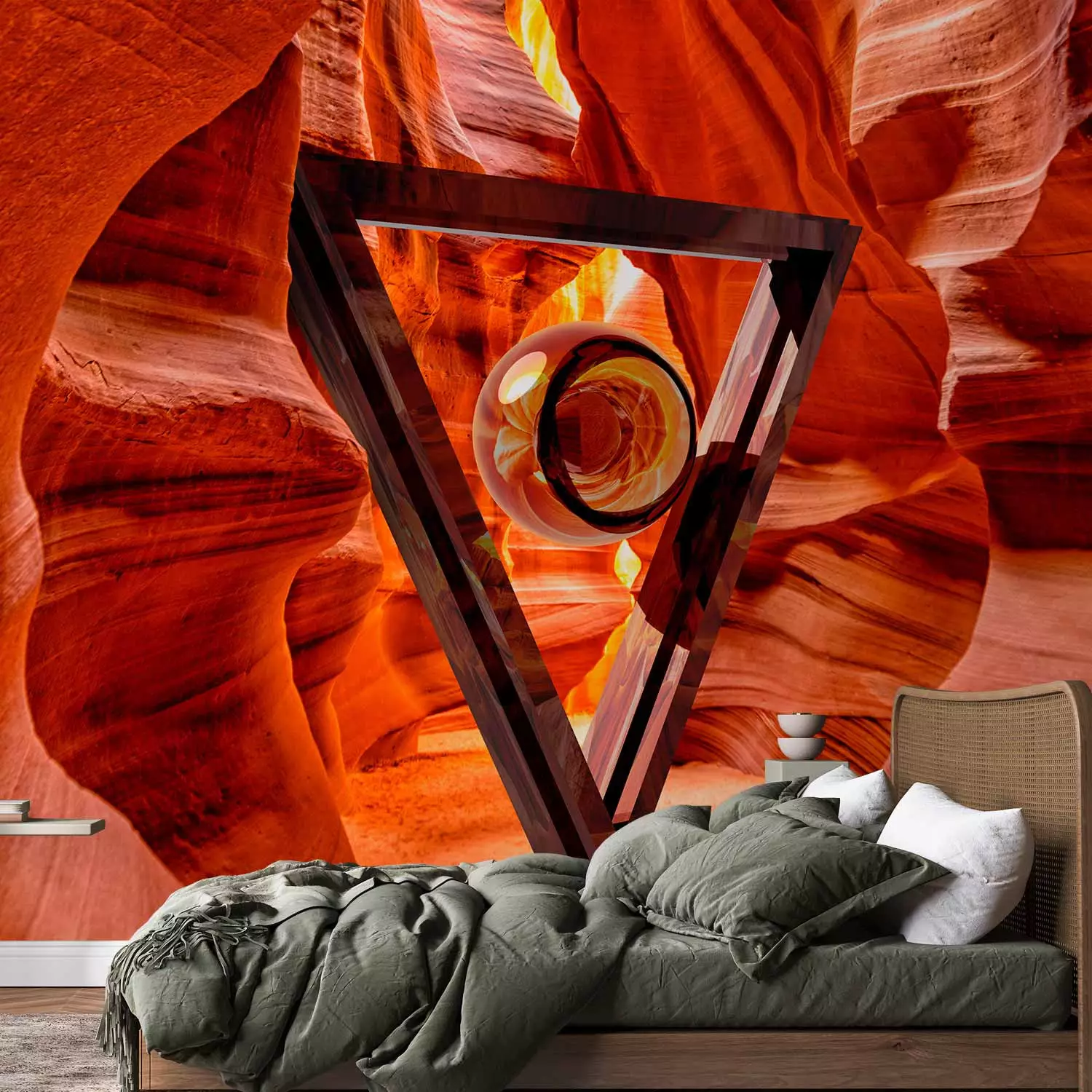 Photo Wallpaper Abstract Canyon - Fantasy with Triangle and Rocks of the Great Canyon