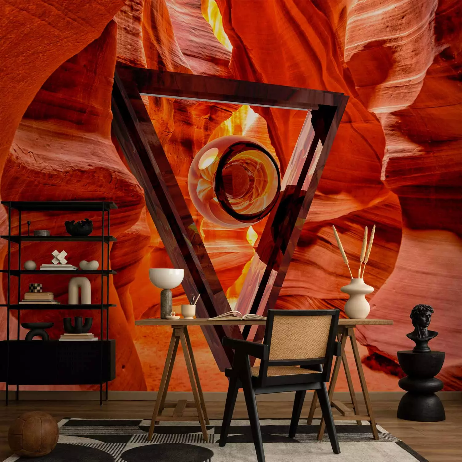 Photo Wallpaper Abstract Canyon - Fantasy with Triangle and Rocks of the Great Canyon