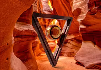 Photo Wallpaper Abstract Canyon - Fantasy with Triangle and Rocks of the Great Canyon Wallpaper Cropper