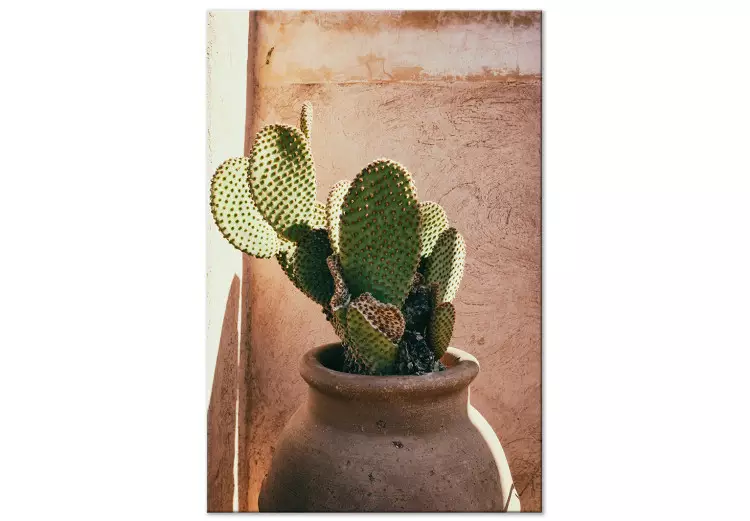Canvas Cactus in a Pot (1-piece) Vertical - green plant in Morocco