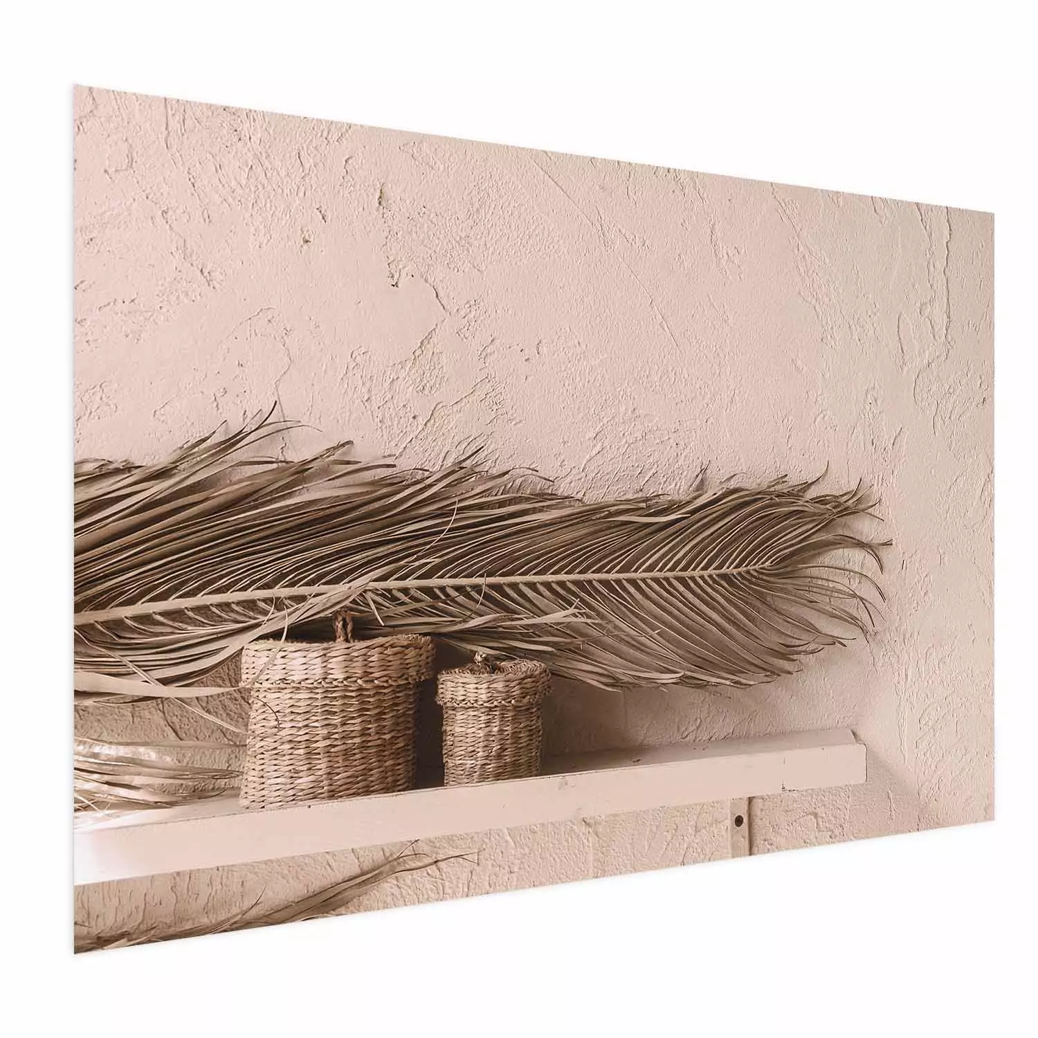 Poster Moroccan Composition - palm leaf and baskets covering the wall