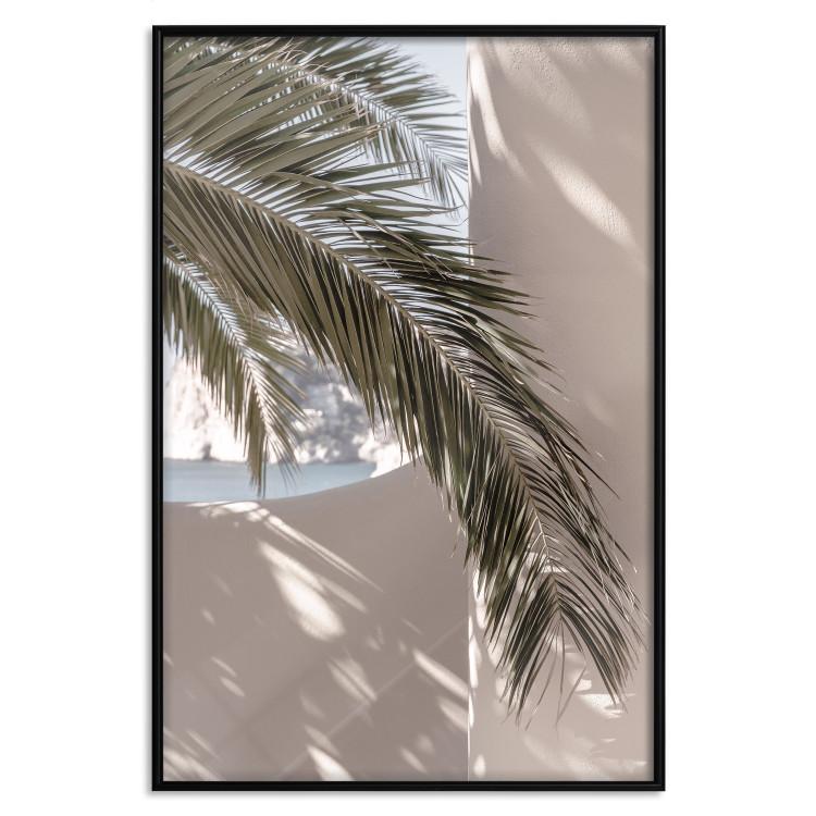 Poster Terrace with a View - natural composition of palm tree against a light wall