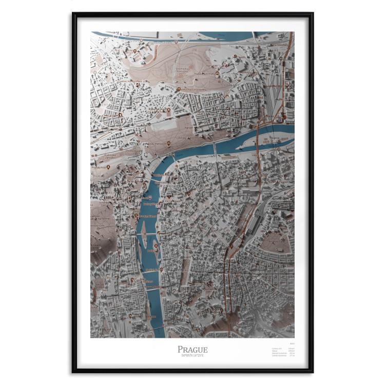 Poster Prague Layout - colorful composition of a city map shown from bird's-eye view