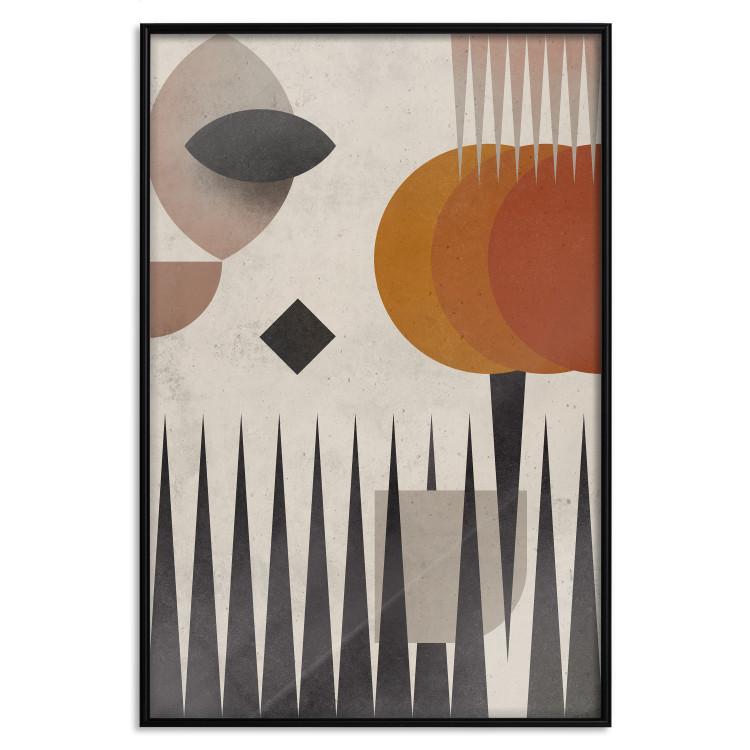 Poster Sun Behind Mountains - colorful geometric figures in an abstract style