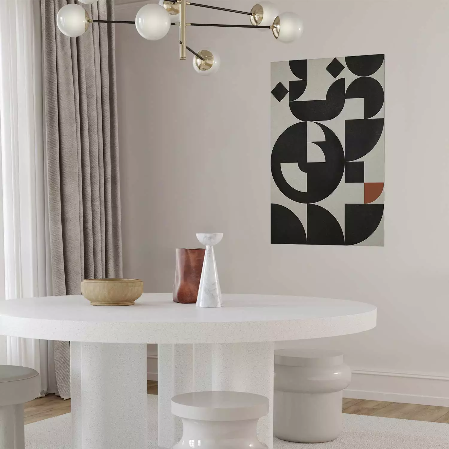 Wall Poster Great Waves - abstract composition of black geometric figures