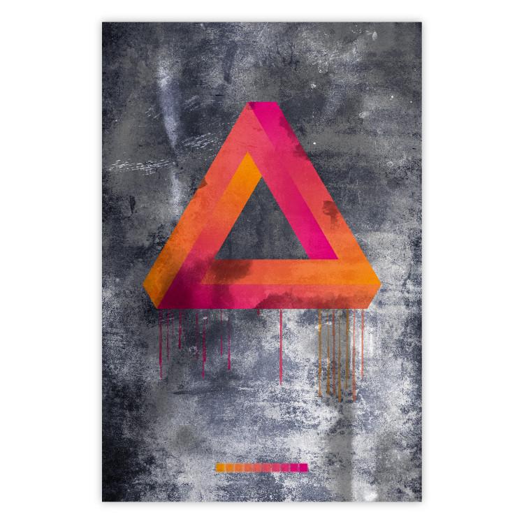 Poster Strange Geometry - colorful impossible figure on a gray concrete background
