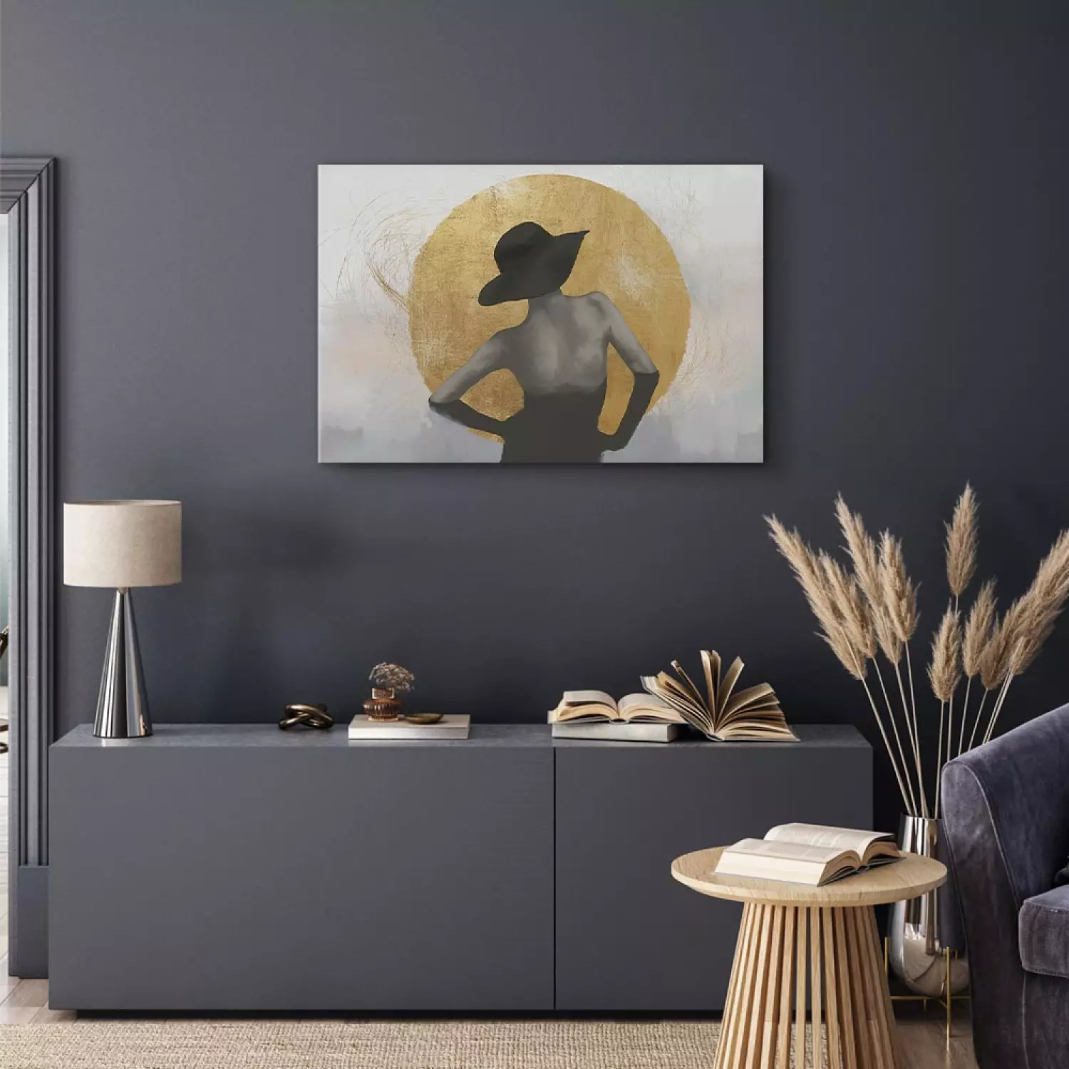 Canvas Under the Sun Wide - abstract woman with a hat