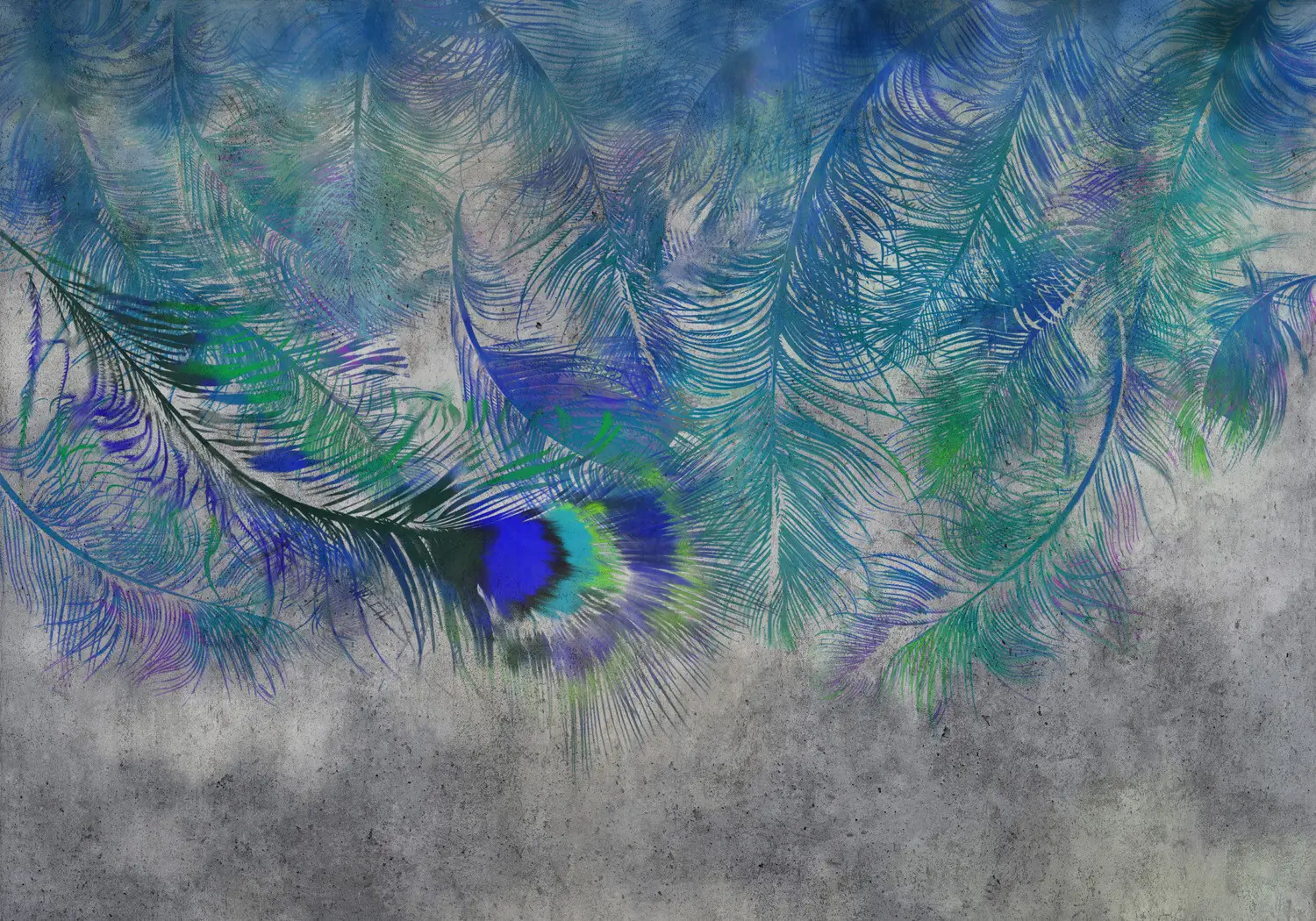 blue peacock wallpaper b&q