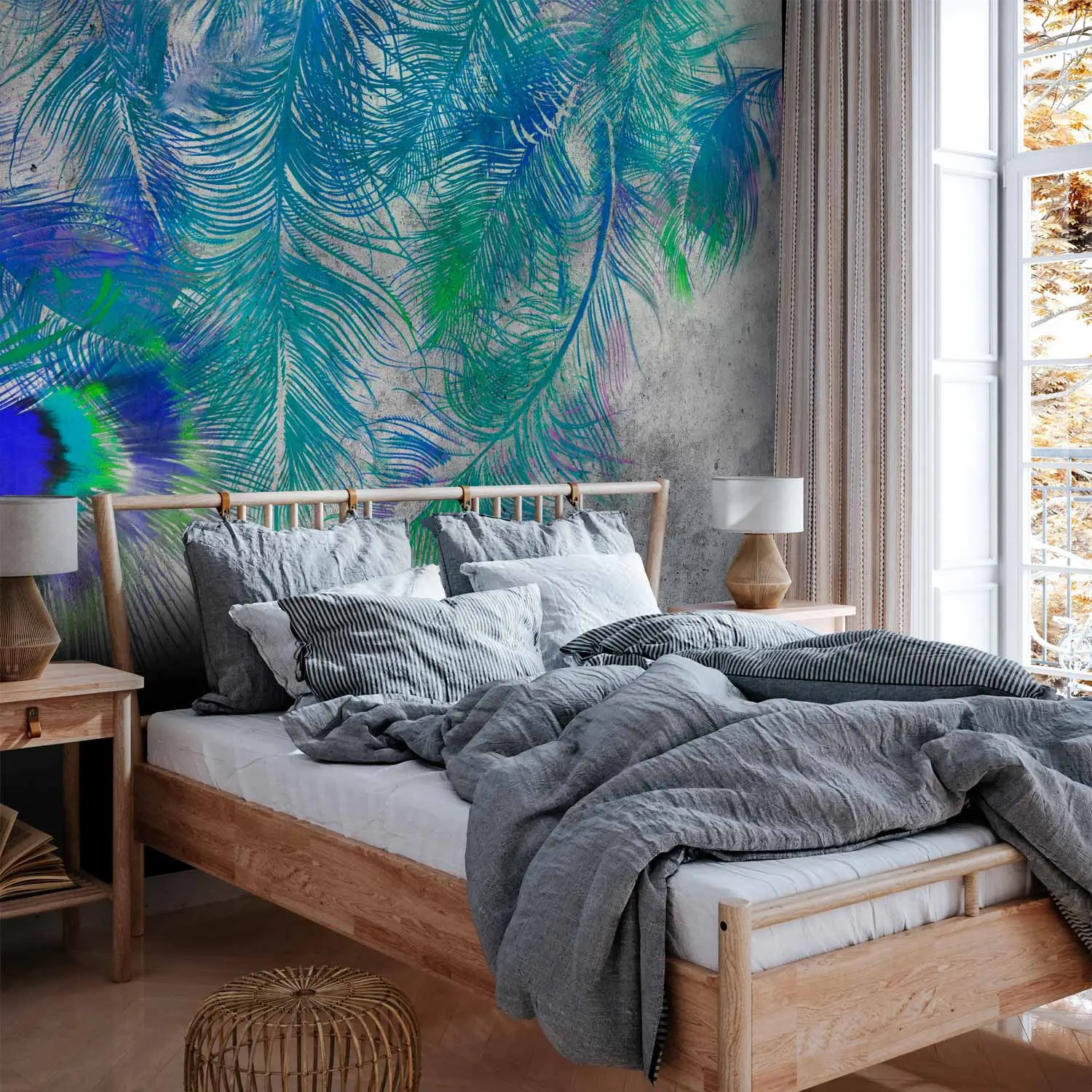 blue peacock feather wallpaper