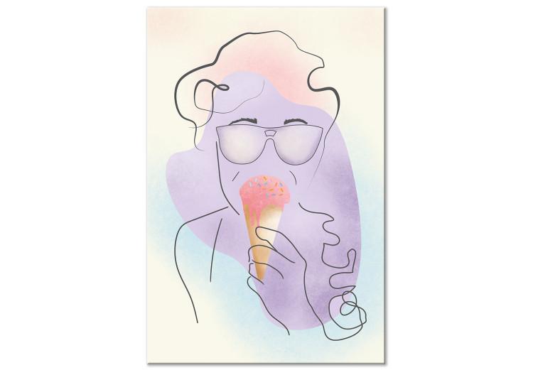 Canvas Ice cream with sprinkle - abstraction with blue background