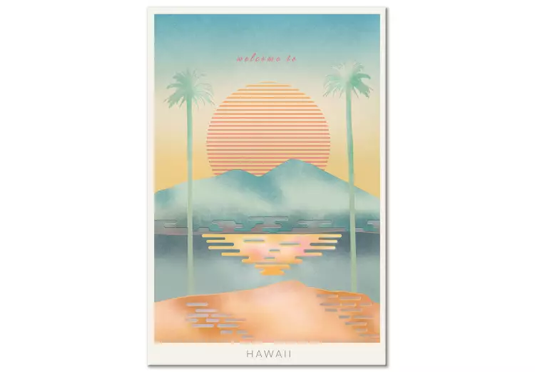 Canvas Welcome to Hawaii - drawing image of the Hawaiian islands in the sun