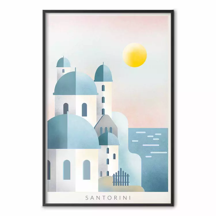 Blue Island - pastel landscape of Santorini island architecture