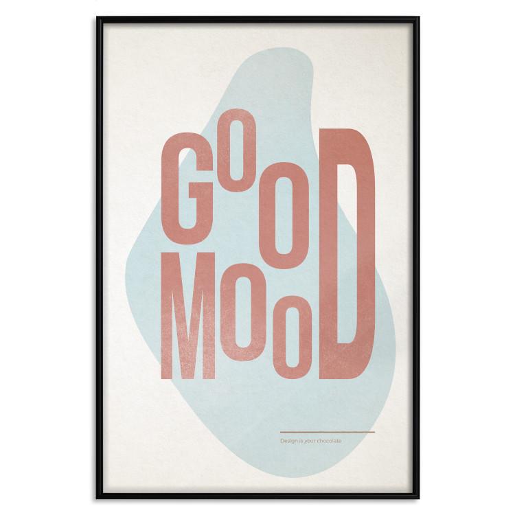Poster Good Mood - red English text on a pastel abstract background