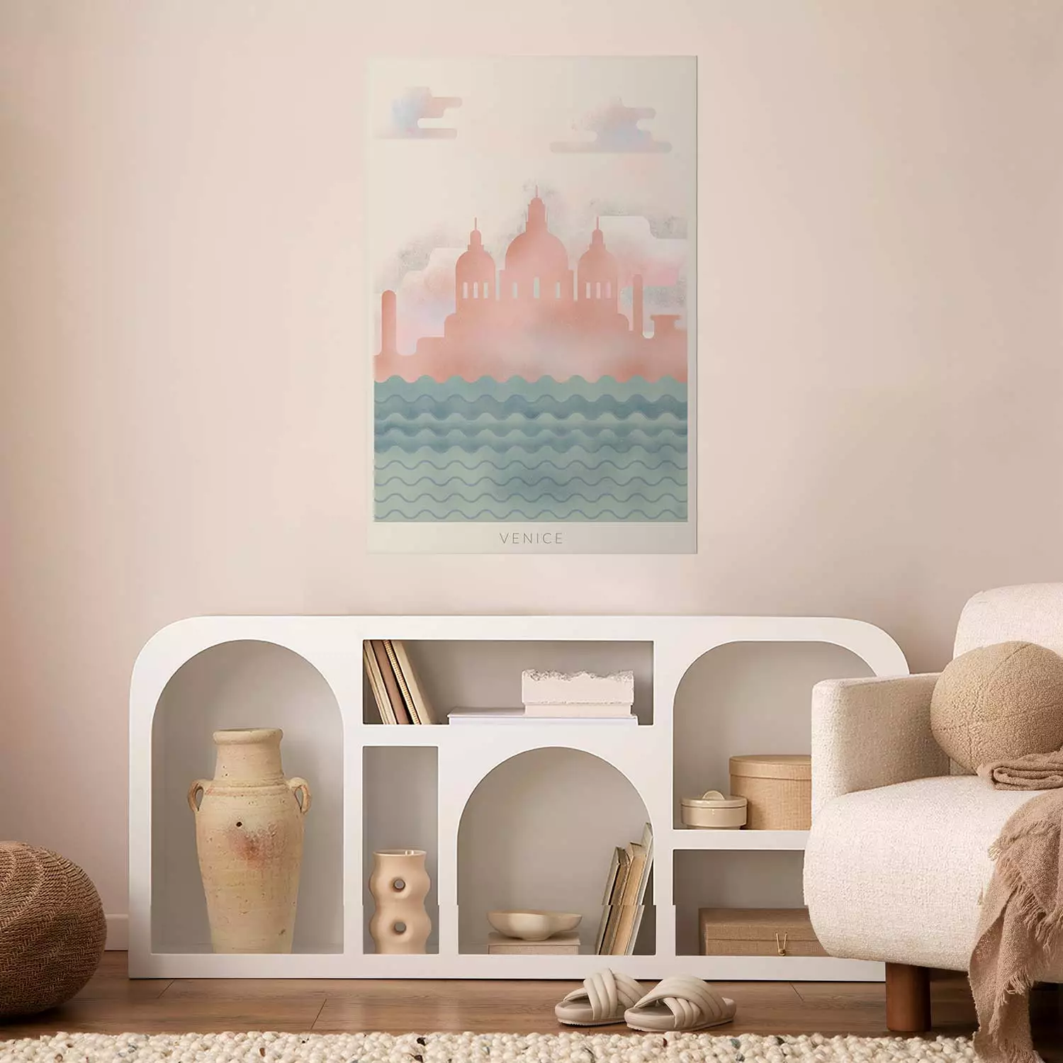 Wall Poster Spring in Venice - pastel sea composition against architecture backdrop