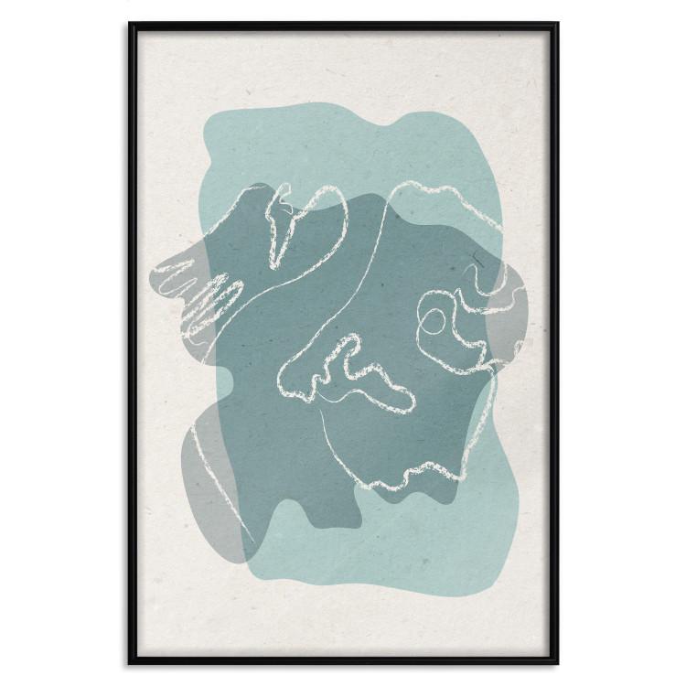 Poster Spring Visitor - line art on a blue background in an abstract motif