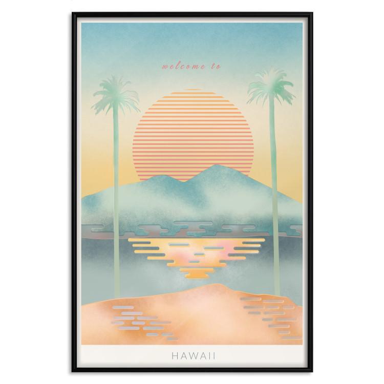 Poster Welcome to Hawaii - tropical summer landscape in pastel motif