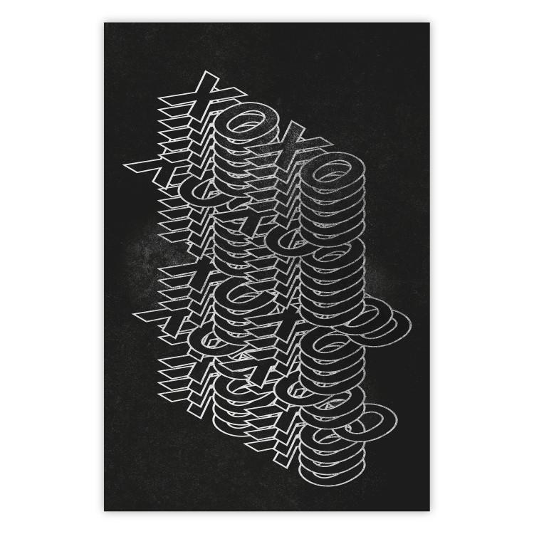 Poster Geometric Greetings - abstract white text on a black background