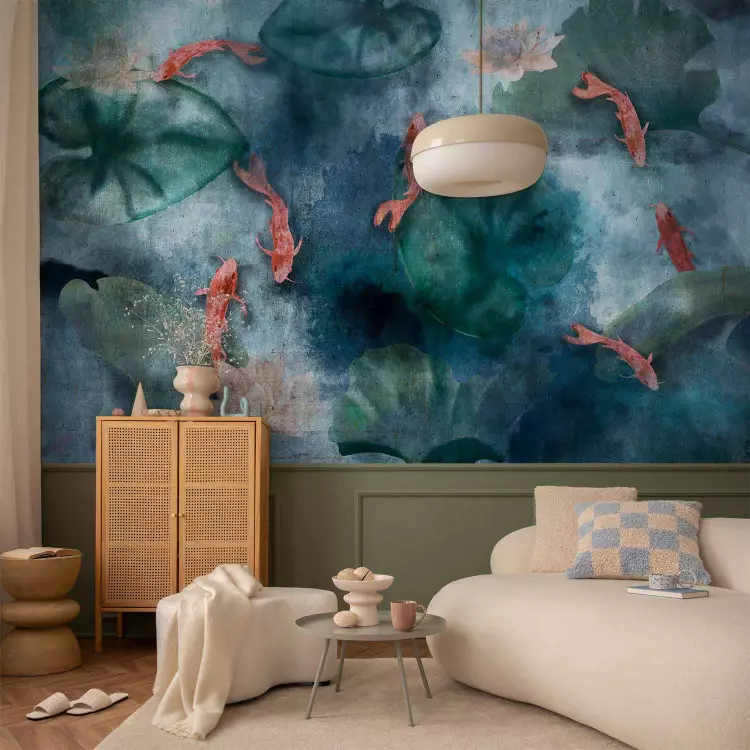 Pond - Japanese composition with fish in a lake and plants