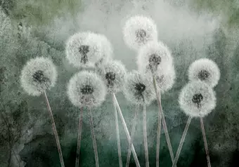 Photo Wallpaper Nature's breeze - floral motif with blowers on a cool background Wallpaper Cropper