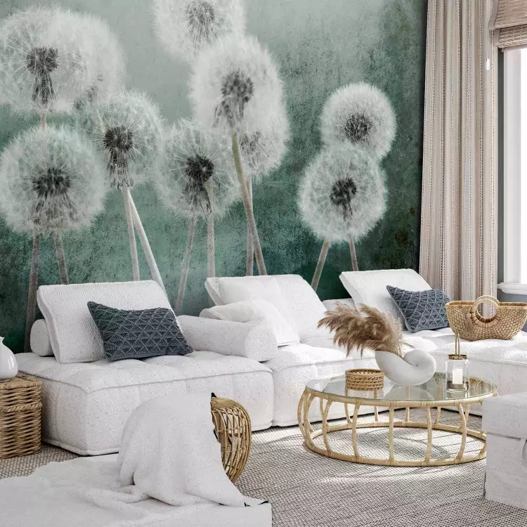 Nature's breeze - floral motif with blowers on a cool background