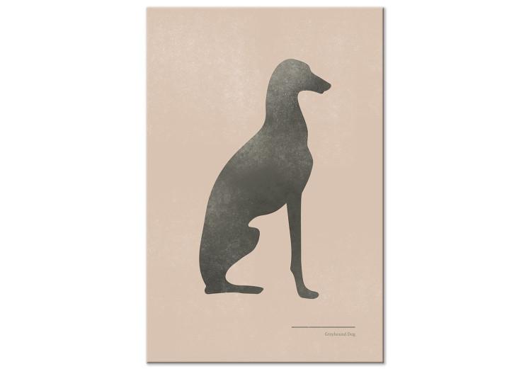 Canvas Sitting dog - image of a chart sitting on a light pink background