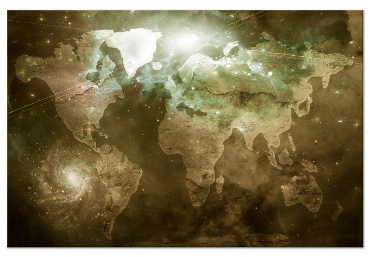 Canvas Gray Space - World Map in Sepia with Piercing Light