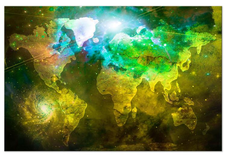 Canvas Blurry Map - Continents in Yellow, Green and Blue