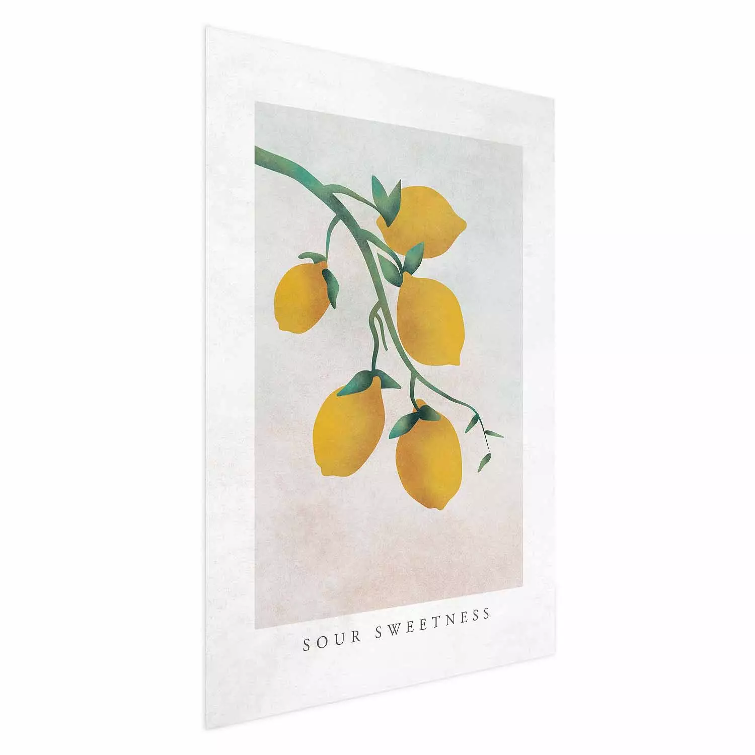 Wall Poster Sour Sweetness - English text and yellow fruits on a pastel background